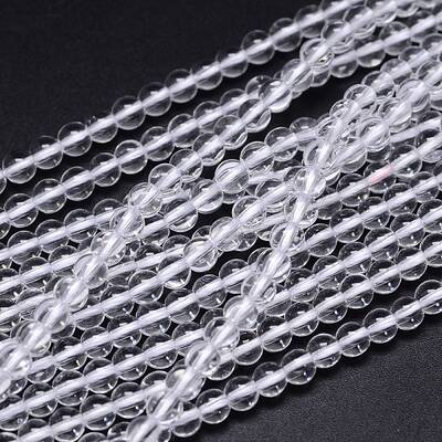 Round Natural Grade A Quartz Crystal Beads Strands