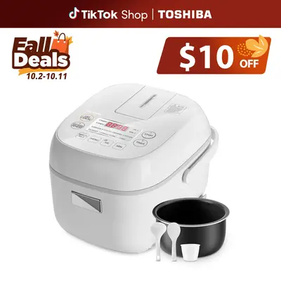 Toshiba Mini Rice Cooker, 3 Cups Uncooked Small Rice Cooker, Steamer & Warmer with Fuzzy Logic & One-Touch Cooking, 24h Delay...