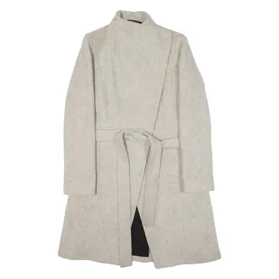FRENCH CONNECTION Womens Trench Coat Beige Knit Wool UK 8