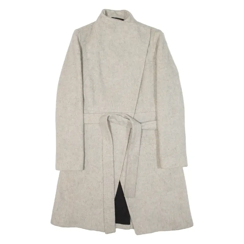 FRENCH CONNECTION Womens Trench Coat Beige Knit Wool UK 8