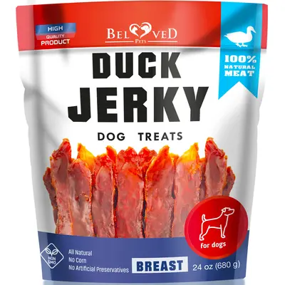 Duck Jerky Dog Treats - Natural High Protein Meat Dried Strips - Best Chews for Training Small & Large Dogs Healthy Chewy