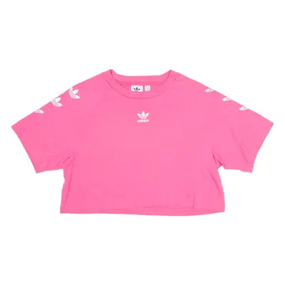 ADIDAS ORIGINALS Cropped Womens T-Shirt Pink Crew Neck UK 8