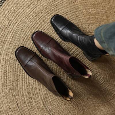 CHIKO Akela Square Toe Block Heels Ankle Boots