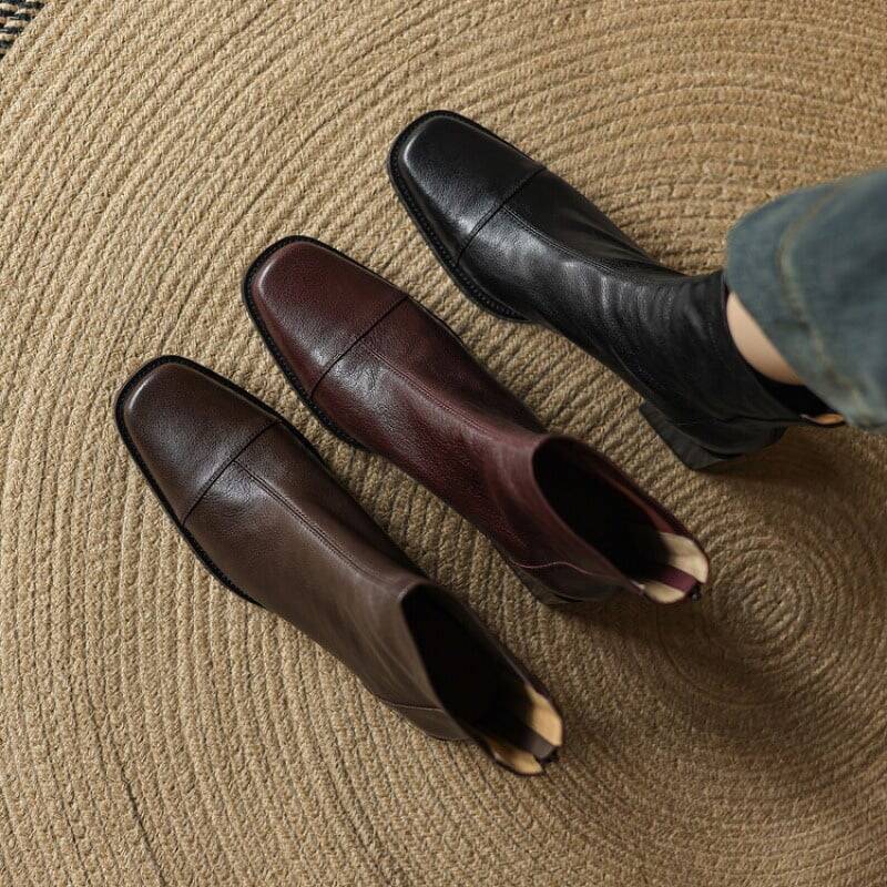 CHIKO Akela Square Toe Block Heels Ankle Boots