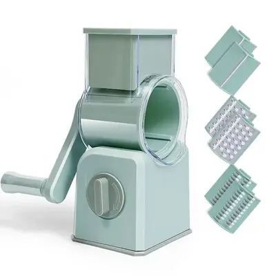 Vegetable Food Chopper with 6 Design Blades.PowerfulSuction Cup Base, 1 Blade Storage Rack & RotatingCheeseGyro Cutter Kitche...