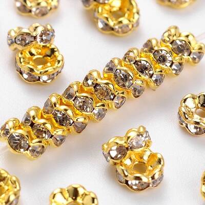 Brass Rhinestone Spacer Beads