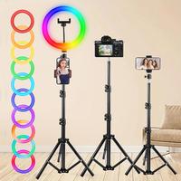 Ring Light with Tripod Stand & Phone Holder Tall 110 cm, 10 inch LED Ringlight Selfie Cicle Light Desk with Remote & Phone Cl...