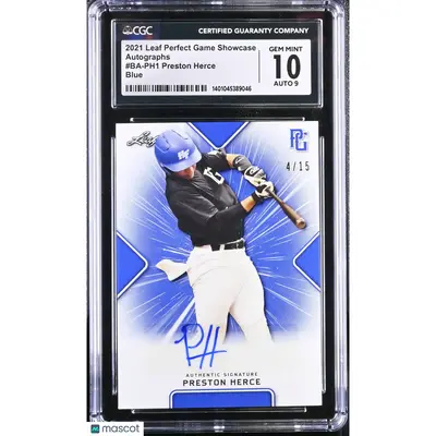 Preston Herce CGC 2021 Perfect Game Showcase #BA PH1 Blue 4/15 Baseball 10