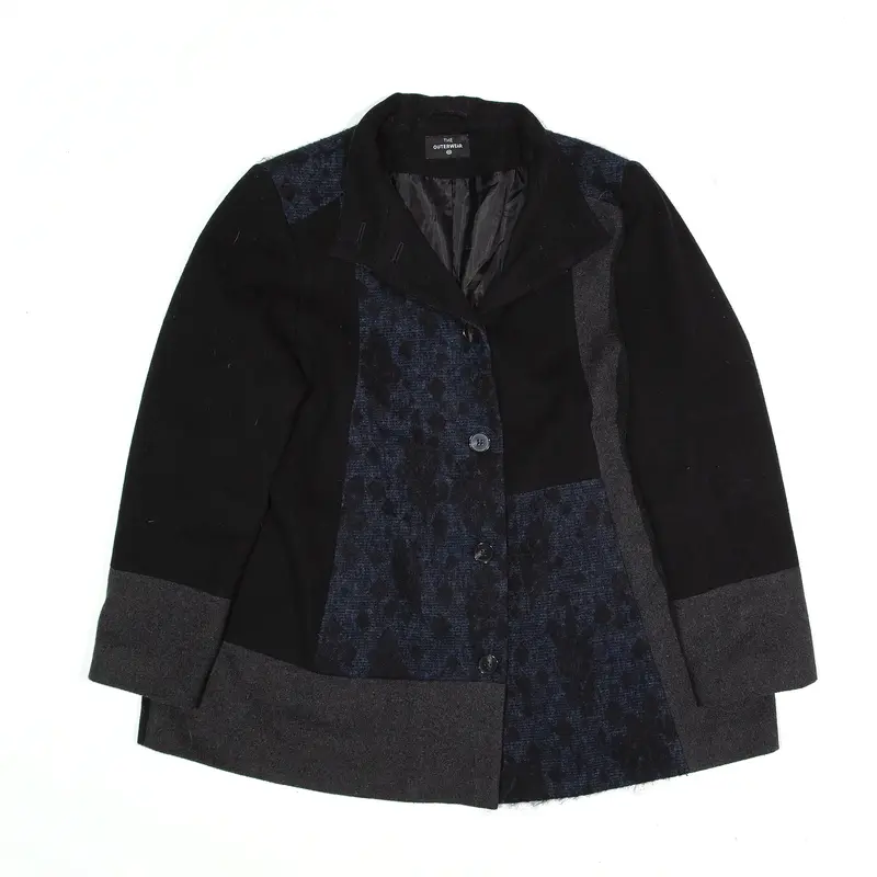C&A OUTERWEAR Overcoat Jacket Black Colourblock Womens M