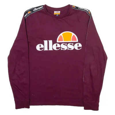 ELLESSE Womens T-Shirt Maroon Long Sleeve Crew Neck UK 10