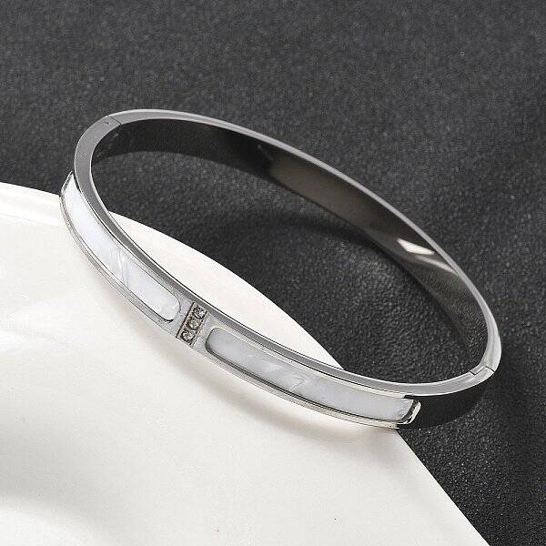 304 Stainless Steel Rhinestone Bangles for Women