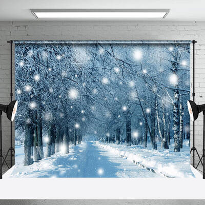 Aperturee Winter Natural Snowy Wild Forest Scenery Backdrop - Aperturee