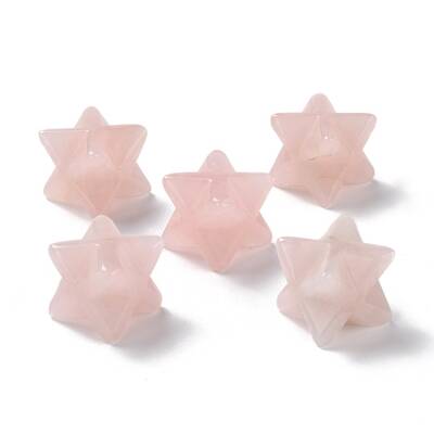 Natural Rose Quartz Sculpture Healing Crystal Merkaba Star Ornament