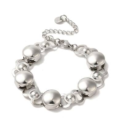 Non-Tarnish 304 Stainless Steel Flat Round Link Chain Bracelet