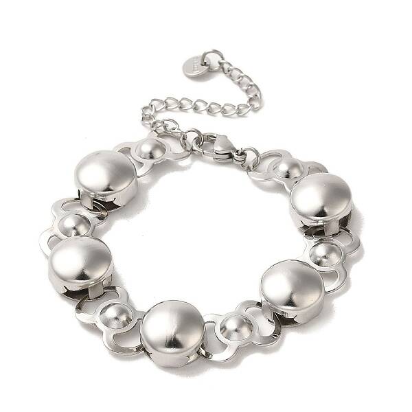 Non-Tarnish 304 Stainless Steel Flat Round Link Chain Bracelet