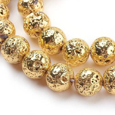 Electroplated Natural Lava Rock Bead Strands