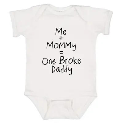 Me + Mommy = One Broke Daddy Onesie, Funny Baby Bodysuit, Humorous Baby Shower Gift, Funny Pregnancy Announcement Gift for Hu...