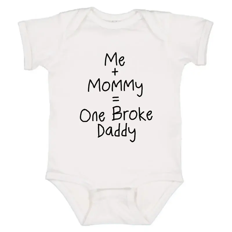 Me + Mommy = One Broke Daddy Onesie, Funny Baby Bodysuit, Humorous Baby Shower Gift, Funny Pregnancy Announcement Gift for Hu...