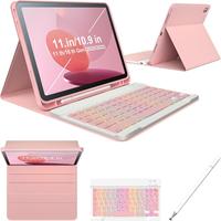 Tthe Case for iPad 11th 10th Generation Case with Keyboard 10.9 Inch 2022 Detachable  7Colors Backlight Keyboard Case with Pe...