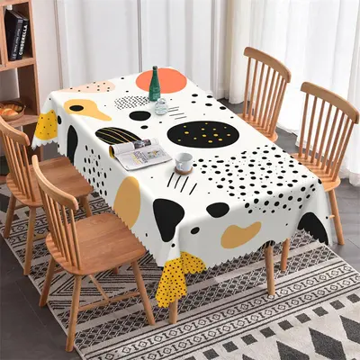 Black White Patterns Modern Rectangle Tablecloth - Aperturee
