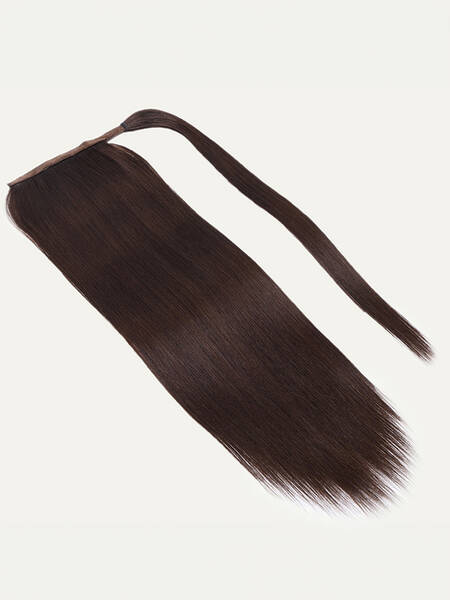 UNice Clip In Ponytail Mocha Brown Straight Human Hair Extension