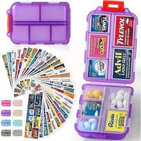 Travel Pill Organizer Box, 161Brand Labels,Portable Pocket Purse Pharmacy, 10Compartment Small Pill Case Medicine Kit, DailyW...