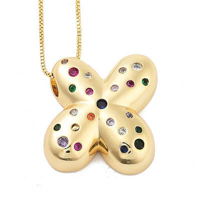Brass Micro Pave Cubic Zirconia Letter Pendant Necklaces