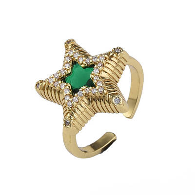 Cubic Zirconia Star Open Cuff Ring