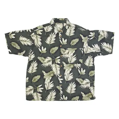 CARIBBEAN Mens Hawaiian Shirt Grey Silk Floral L
