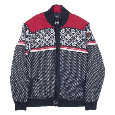 MCGREGOR Quilted Lined Festive Knit Coat Blue Fair Isle Mens 2XL