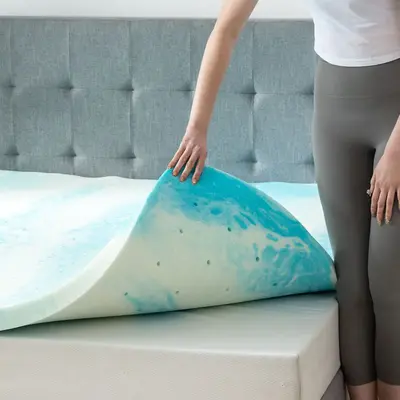 Live EGO Ventilated Liquid Gel AeroFusion Memory Foam Topper, Blue, Twin Full Queen King Breathable Durable Easily Installabl...