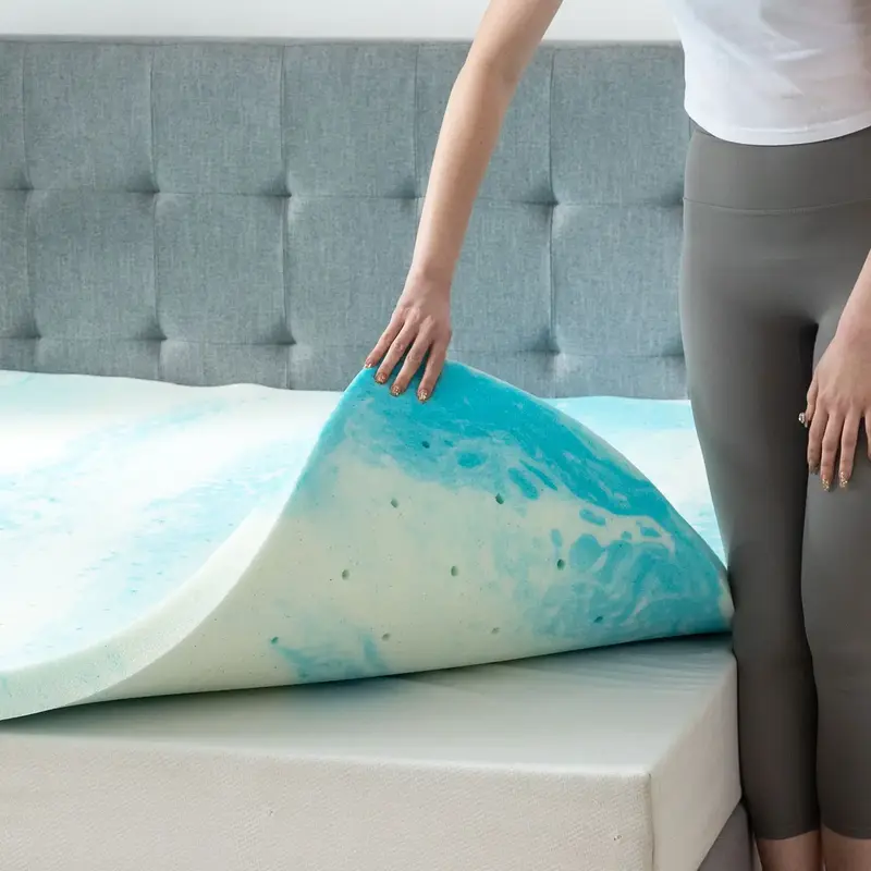 Live EGO Ventilated Liquid Gel AeroFusion Memory Foam Topper, Blue, Twin Full Queen King Breathable Durable Easily Installabl...