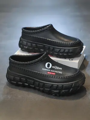 Unisex's Waterproof & Non-slip Platform Fashion Slippers, Lightweight Simple Slip on Shoes for Men & Women, Casual Comfortabl...