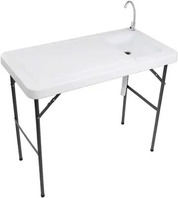 VINGLI Outdoor Folding Fish and Game Cleaning Table w/Sink| Portable & Durable, Standard Garden Connection, Upgraded Drainage...