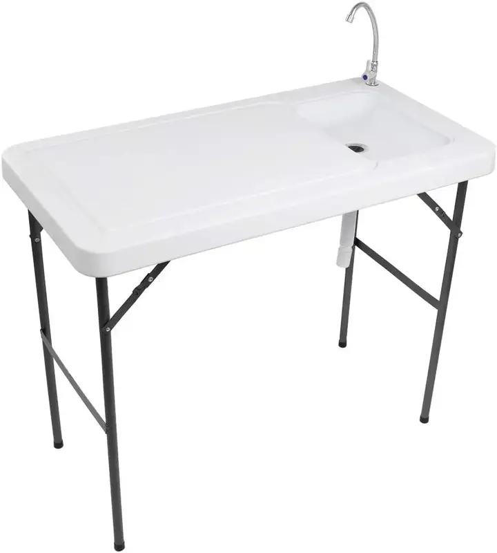VINGLI Outdoor Folding Fish and Game Cleaning Table w/Sink| Portable & Durable, Standard Garden Connection, Upgraded Drainage...