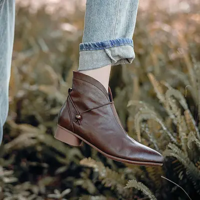 CHIKO Adelheid Pointy Toe Block Heels Ankle Boots