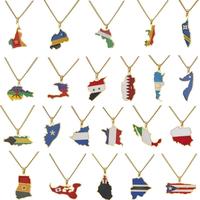 Hot Selling  Custom  Flag Map Pendant Necklaces,Jewelry  Unisex Gift Recommendation