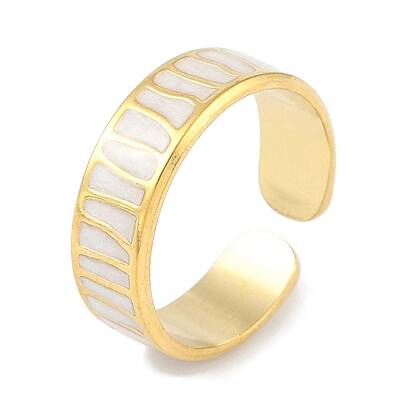 Ion Plating(IP) 304 Stainless Steel Enamel Cuff Finger Rings