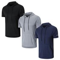 Men's 3 Pack Short Sleeve Shirts Quick Drying Sports Tops Moisture Wicking Mesh Athletic Hoodies For Men Casual Plain Summer ...