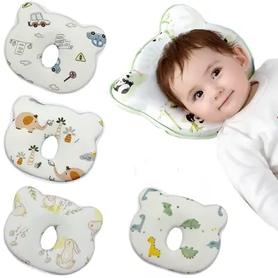 Memory Foam Baby Pillow,Cute Cartoon Bear Soft and Cozy Pillow, Breathable Bedding Set for Infants for Small Boys and Girls P...