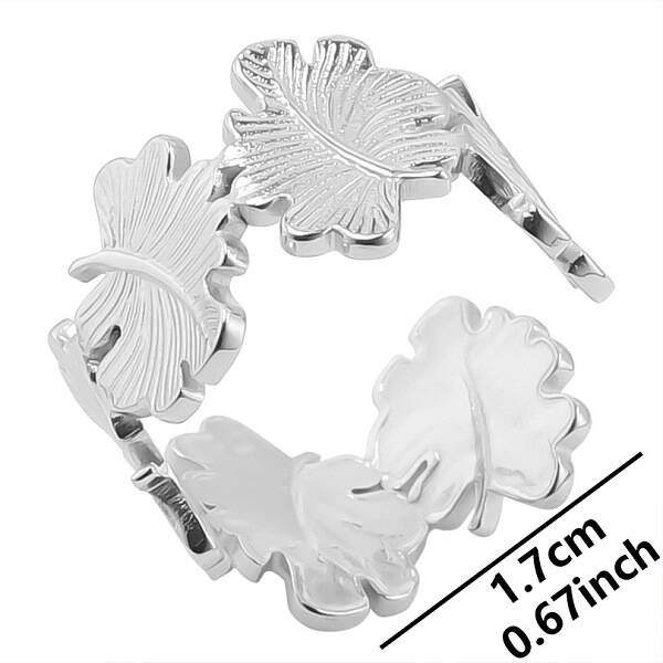 Vintage Stainless Steel Leaf Couple Rings