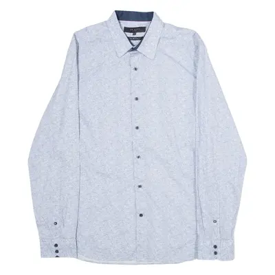 TED BAKER Slim Fit Mens Shirt Blue Crazy Pattern Long Sleeve S