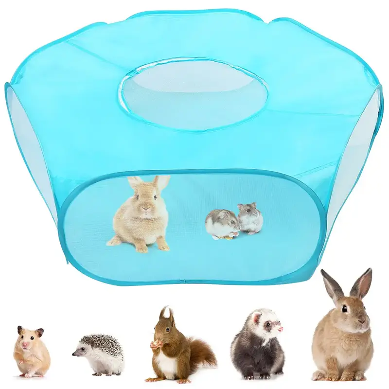 Small Animal Playpen, Guinea Pig Playpen, Foldable Hamster Cage Tent with Zipper Cover, Waterproof Play Yard Fence for Hamste...