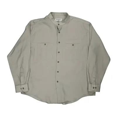 Yves Saint Laurent Collarless Shirt - XL Beige Cotton