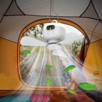 Portable USB Rechargeable Camping Fan with Remote Control, Fan with LED Light, Hanging Fan with Brushless Motor for Outdoor U...
