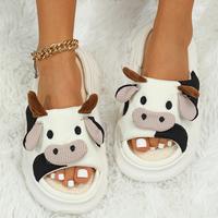 Cow Slippers Slides for Women House Shoes for Woman Lovely Cartoon Animal Shape Women Men Home Indoor