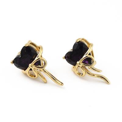 Cubic Zirconia Heart with Bowknot Stud Earrings