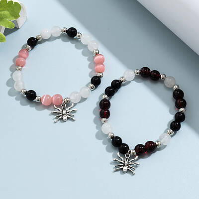2Pcs 2 Colors Glass Beaded Bracelets Set