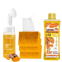 Amococo Turmeric Wash and Care Three PieceSet, Turmeric massage oil, TurmericCleansing Mousse, Turmeric SoapFacial Cleansing ...