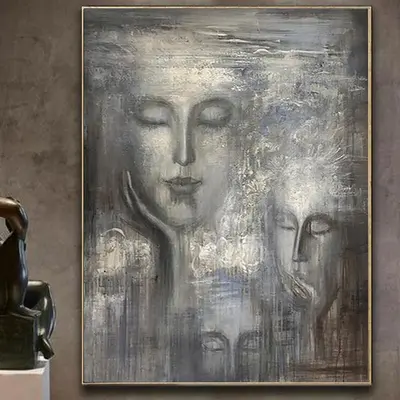 Acrylic Painting On Canvas Original Abstract Faces Painting Contemporary Art | WATER NYMPHS